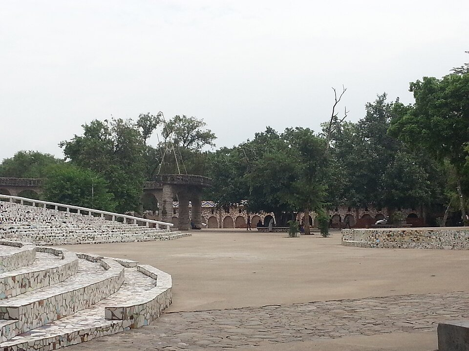 A sculpture path in the Rock Garden of Chandigarh, built entirely from recycled materials